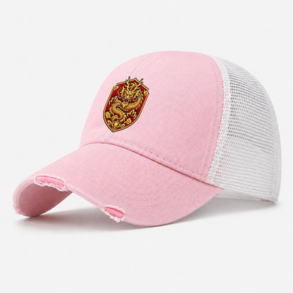 China Minimal Emblem Country Logos Washed Trucker Hat – Light Pink