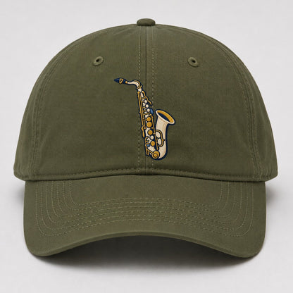 Saxophone Tiny Solo Marks Baseball Cap – Army Green