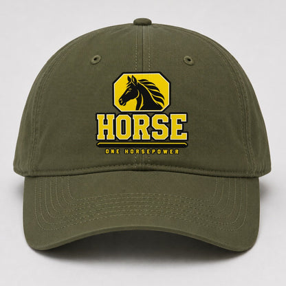 Horse One Horsepower Heavy Duty Baseball Cap – Army Green