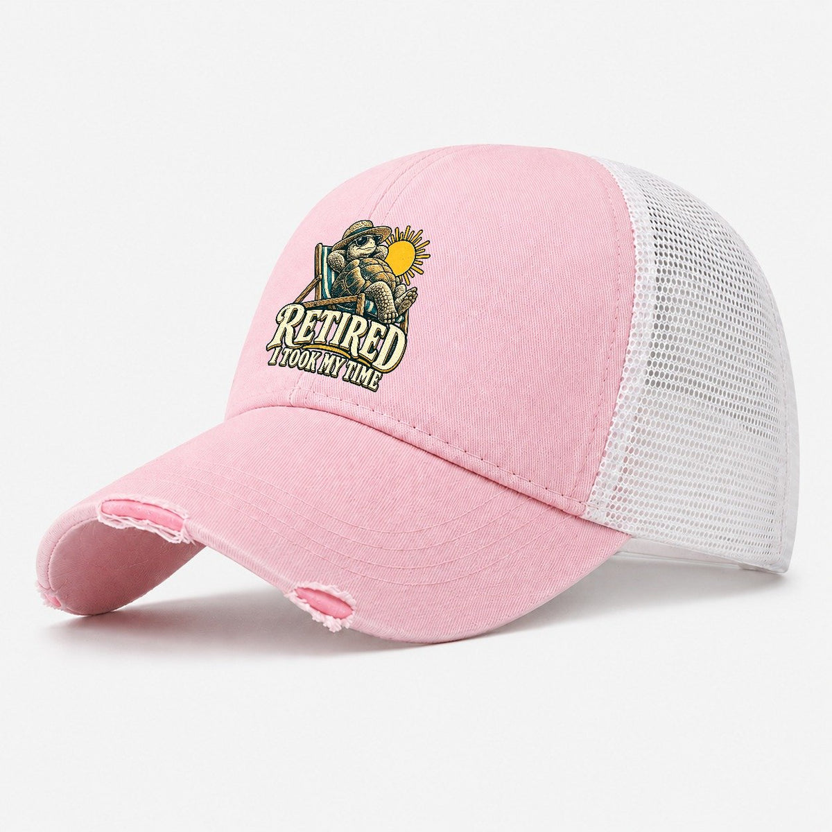 Retired Took My Time Everyday Originals Washed Trucker Hat – Light Pink