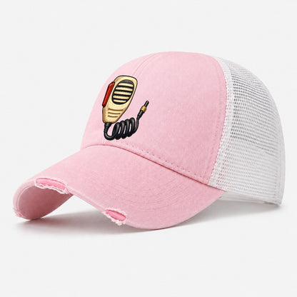 Hand Mic And Coiled Cord Amateur Radio Washed Trucker Hat – Light Pink