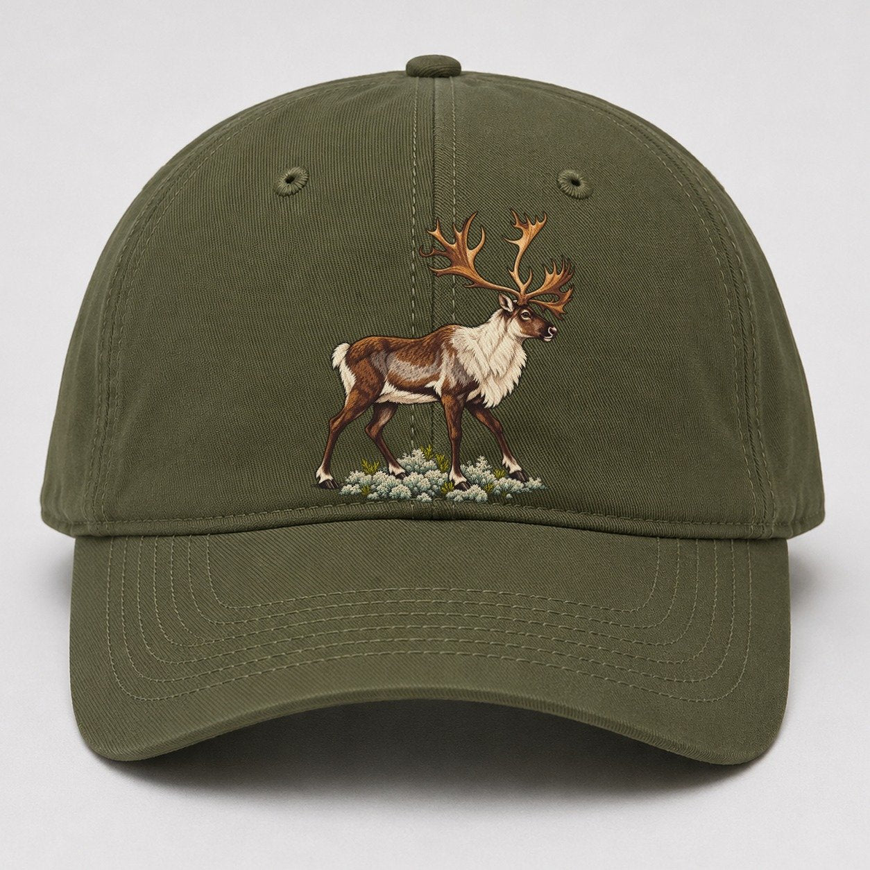 Woodland Caribou And Reindeer Lichen Canada Cultural Icons Baseball Cap – Army Green