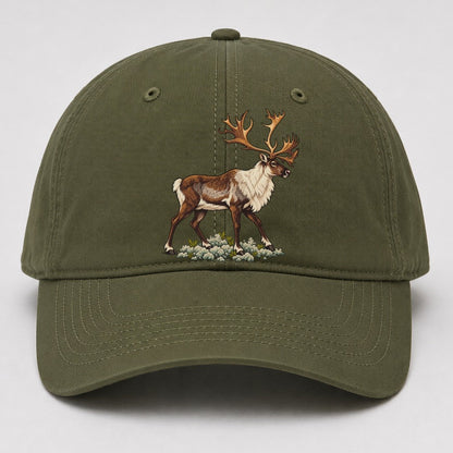 Woodland Caribou And Reindeer Lichen Canada Cultural Icons Baseball Cap – Army Green