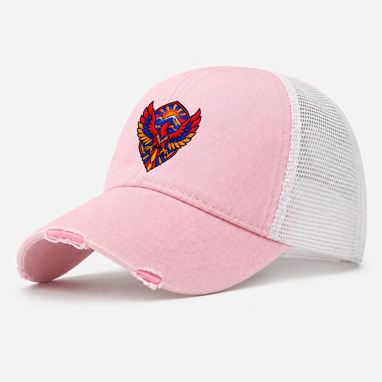 Armenia Minimal Emblem Country Logos Washed Trucker Hat – Light Pink