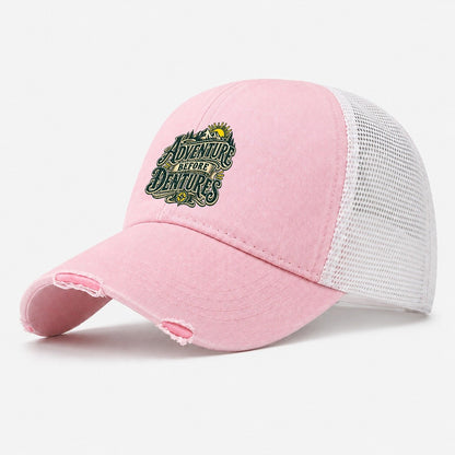 Adventure Before Dentures Retired Living Washed Trucker Hat – Light Pink