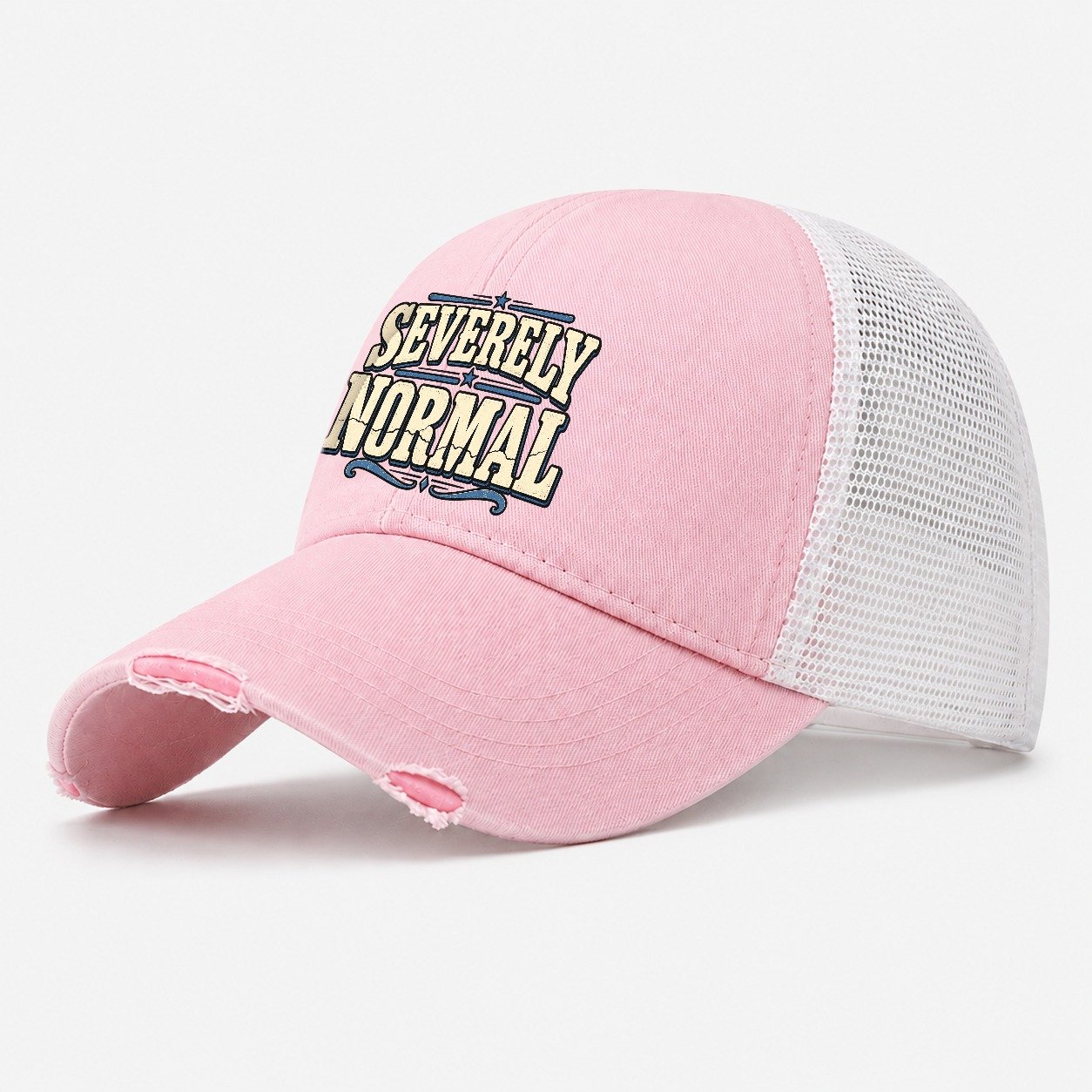 Severely Normal American Wit Washed Trucker Hat – Light Pink