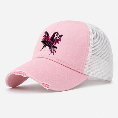 Moth Winged Witch Hat Witch Magic Washed Trucker Hat – Light Pink