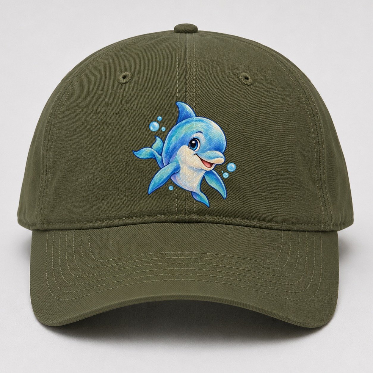 Dolphin Three Quarter Swim Sea Sprite Baseball Cap – Army Green