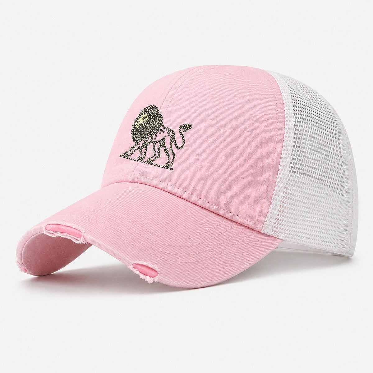 Lion Horizon Walk Washed Trucker Hat – Light Pink
