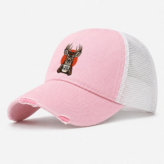 White Tailed Deer Mug Truths Washed Trucker Hat – Light Pink