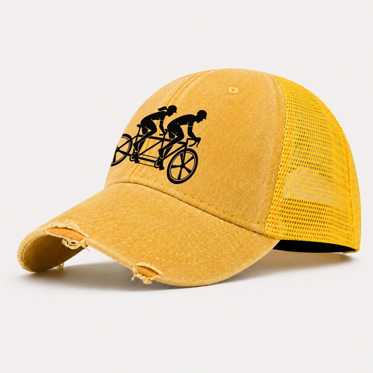 Tandem Ride Partners Cycling Life Washed Trucker Hat – Yellow