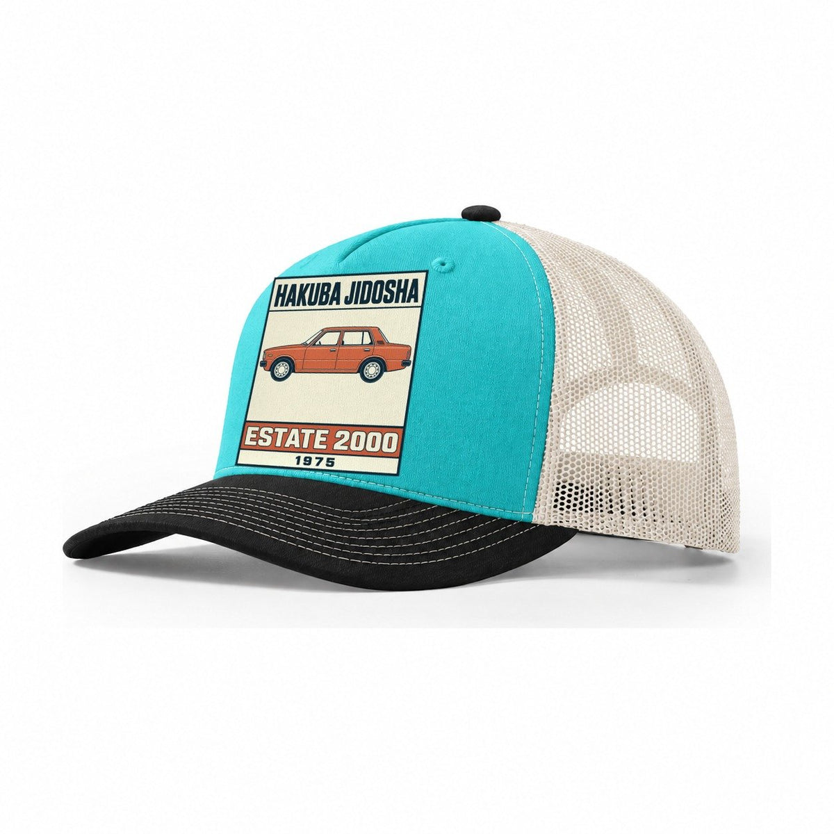 Hakuba Estate Showa Speed Plates Trucker Hat – Aqua Black White