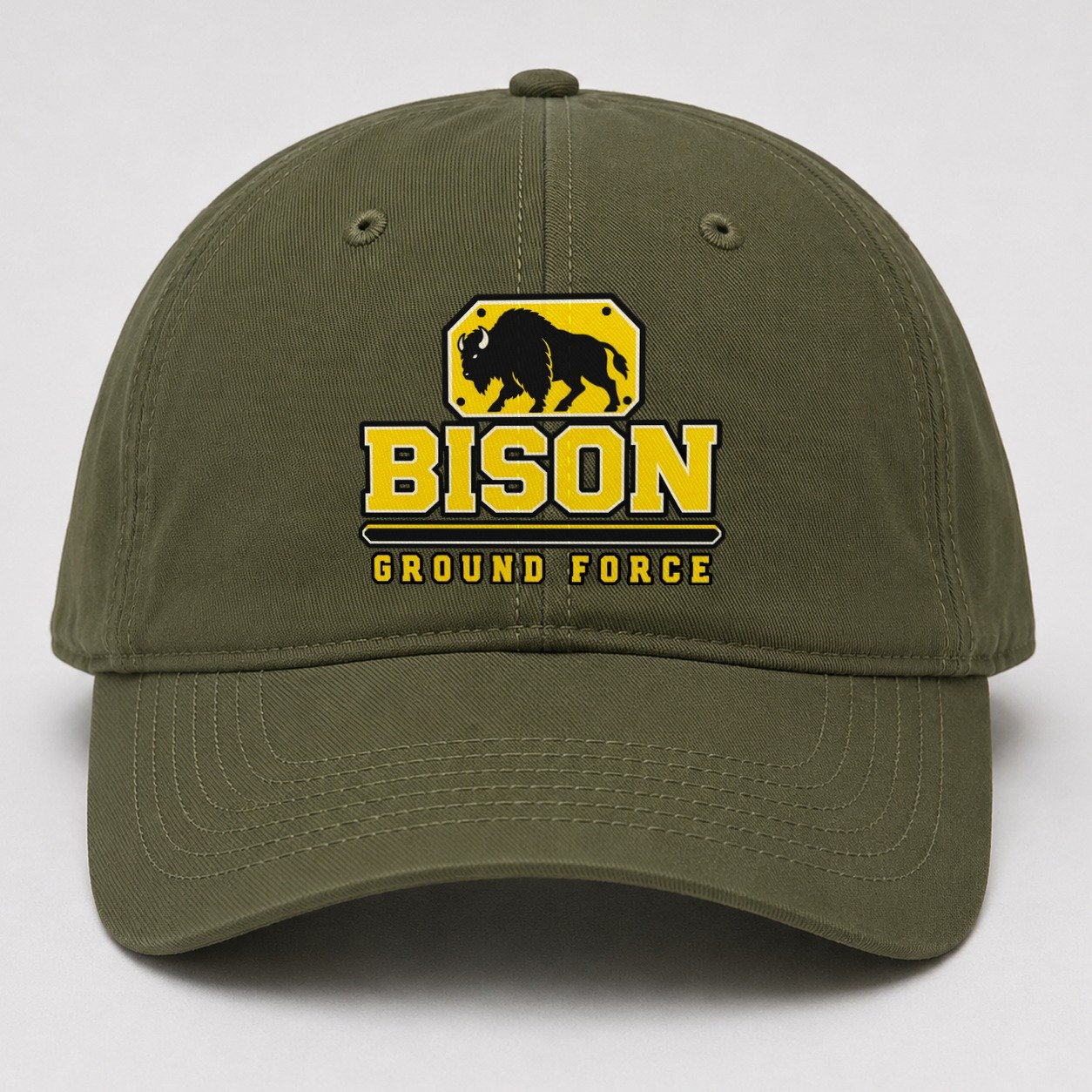 Bison Ground Force Heavy Duty Baseball Cap – Army Green