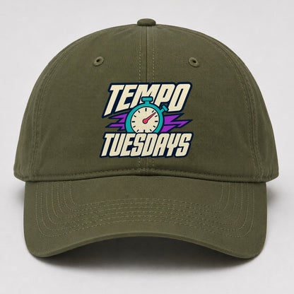 Tempo Tuesdays 90S Running Clubs Baseball Cap – Army Green