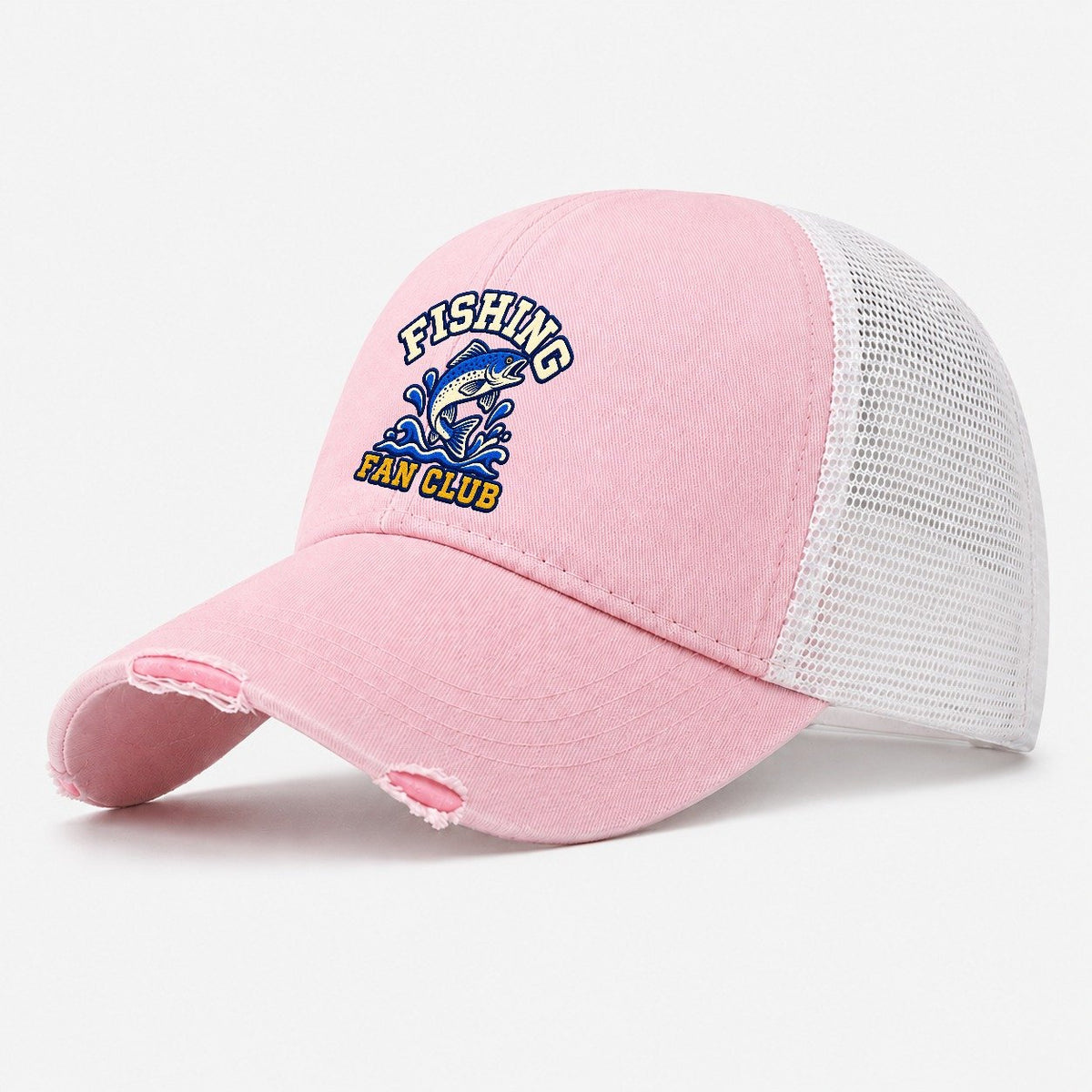 Fishing Fan Club Washed Trucker Hat – Light Pink