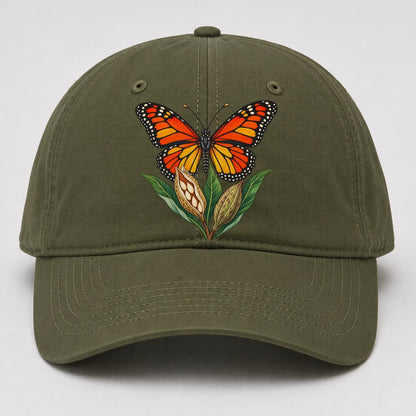 Monarch Butterfly And Milkweed Pods Canada Cultural Icons Baseball Cap – Army Green