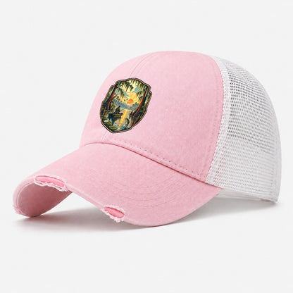Bayou Cypress Still Water Fishing Club Washed Trucker Hat – Light Pink