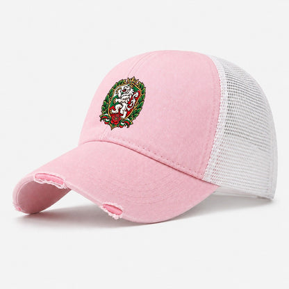 Bulgaria Heraldic Crest Country Logos Washed Trucker Hat – Light Pink