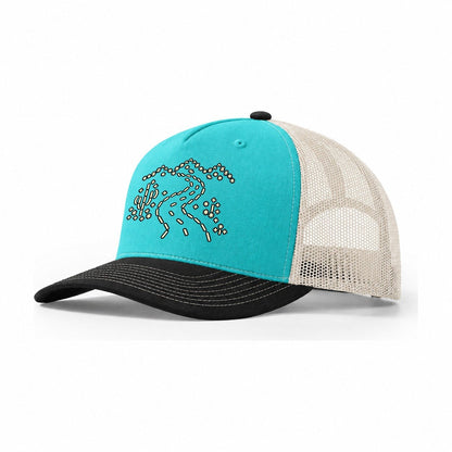 Desert Road Bend Trucker Hat – Aqua Black White