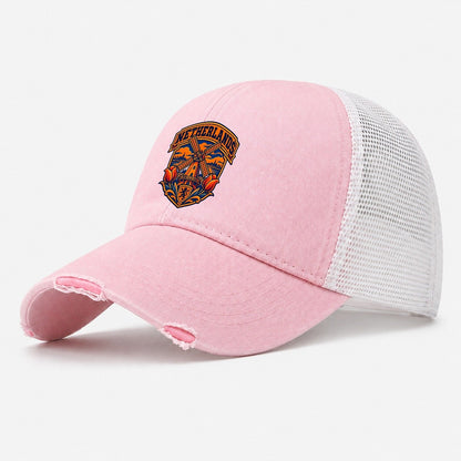 Netherlands Retro Badge Country Logos Washed Trucker Hat – Light Pink