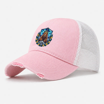 Finland Heraldic Crest Country Logos Washed Trucker Hat – Light Pink
