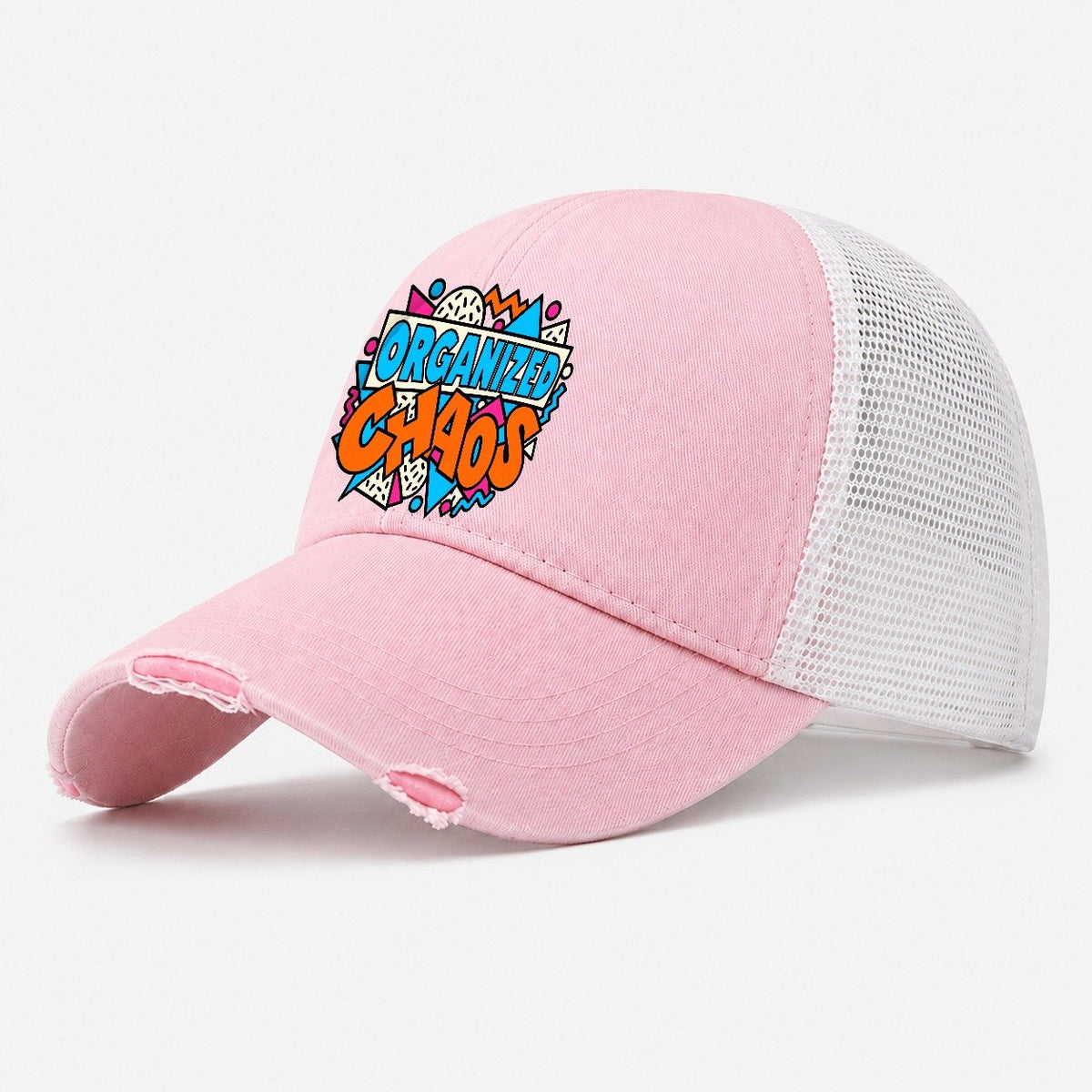 Organized Chaos Crazy Styles Washed Trucker Hat – Light Pink