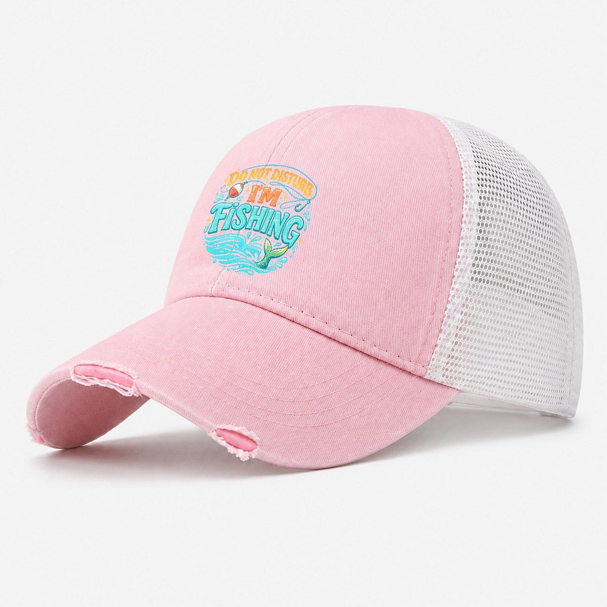 Fishing Is My Retirement Plan Washed Trucker Hat – Light Pink