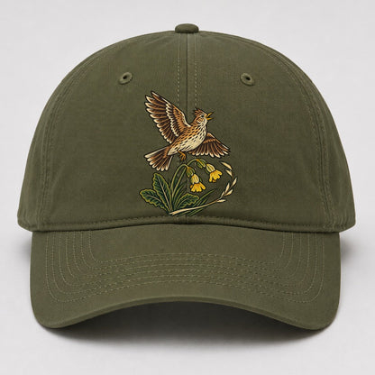 South Downs Skylark And Cowslip Uk Culture Heritage Baseball Cap – Army Green