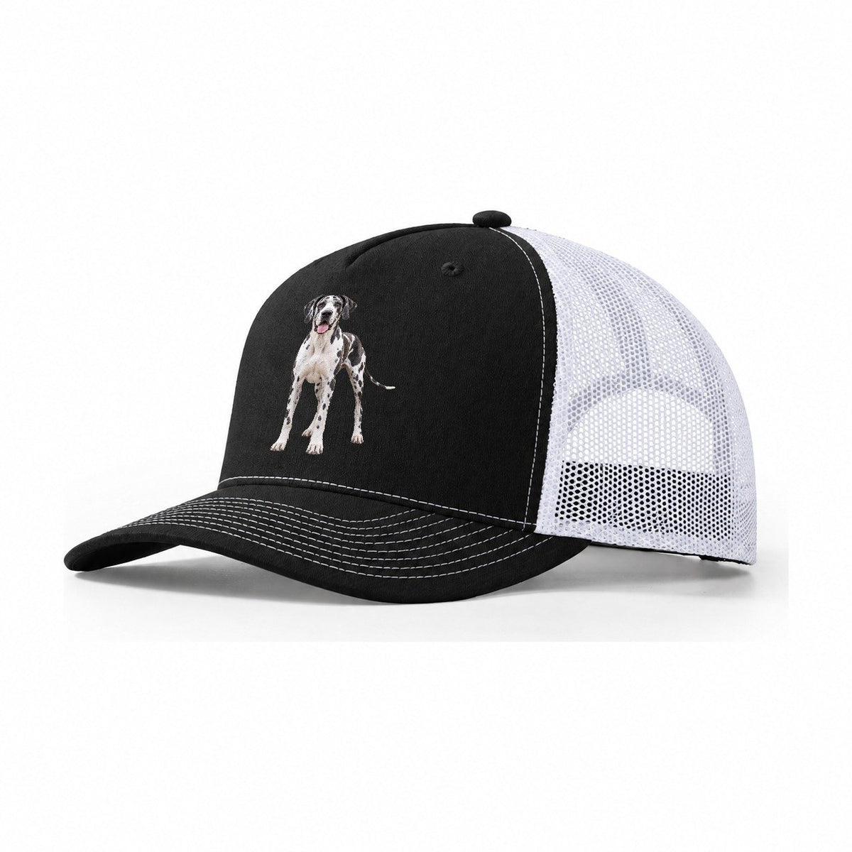 Great Dane Standing Top Breeds Trucker Hat – Black White