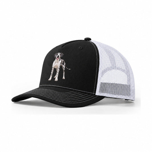 Great Dane Standing Top Breeds Trucker Hat – Black White