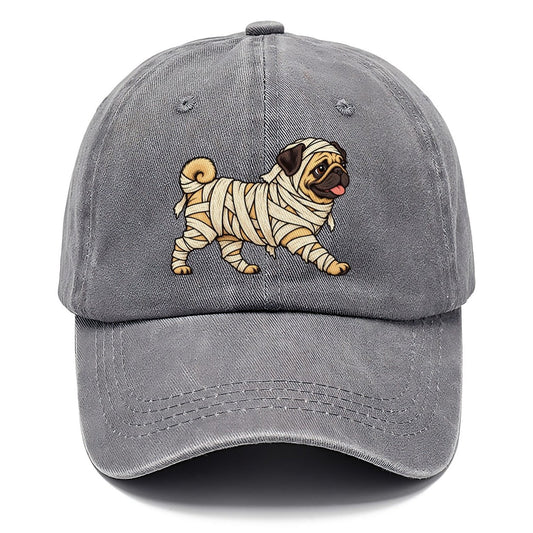 One Pug In Halloween Costume Mummy Wrapped In Bandages Halloween Dog Parade Classic Cap – Urban Haze