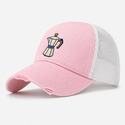 Moka Coffee Pot Tiny Solo Marks Washed Trucker Hat – Light Pink