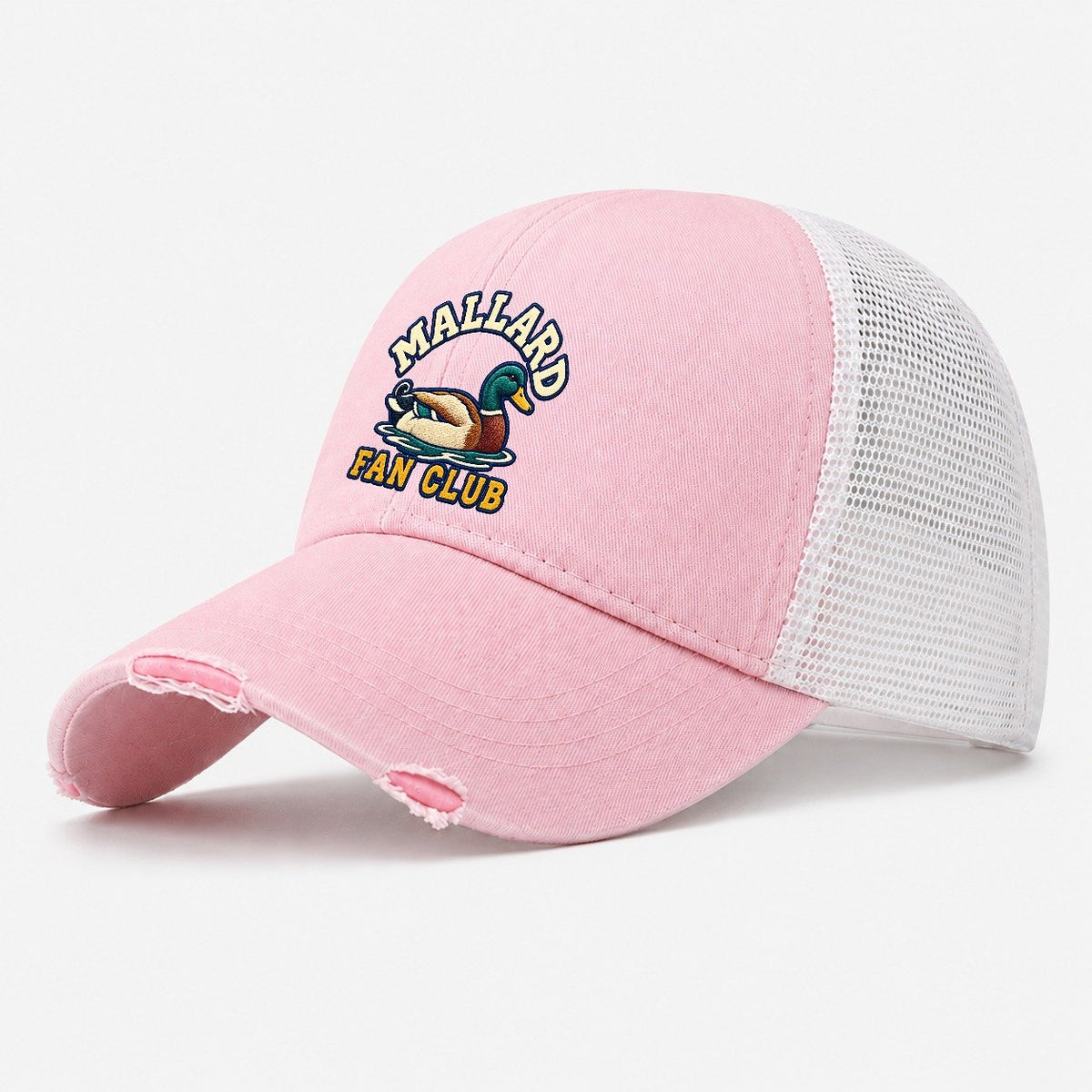 Mallard Fan Club Washed Trucker Hat – Light Pink
