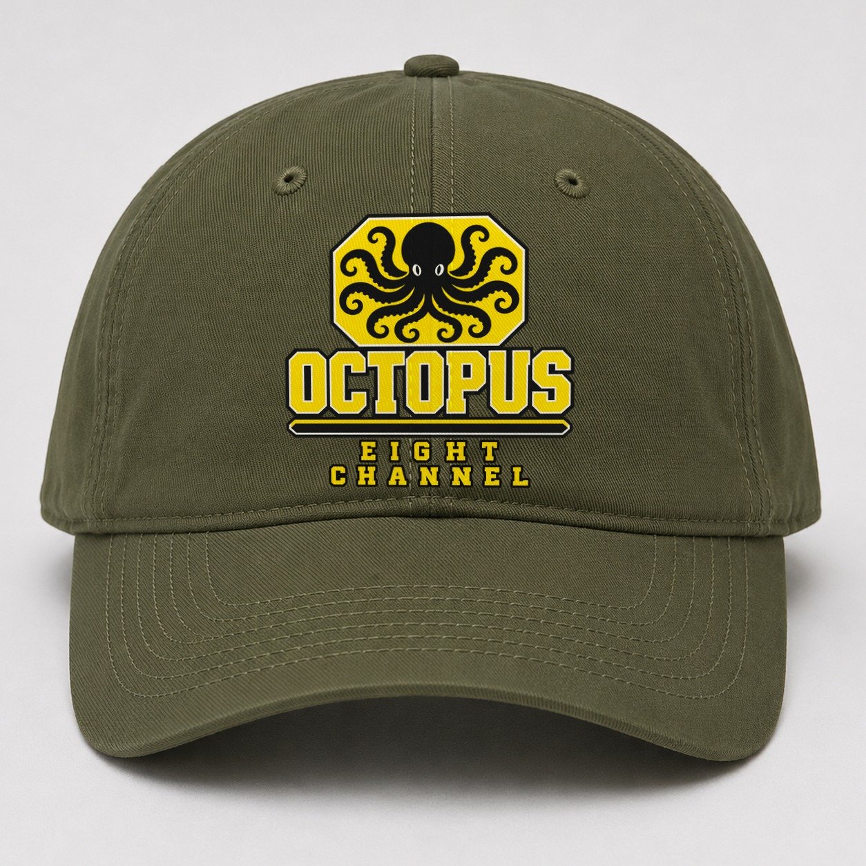 Octopus Eight Channel Heavy Duty Baseball Cap – Army Green