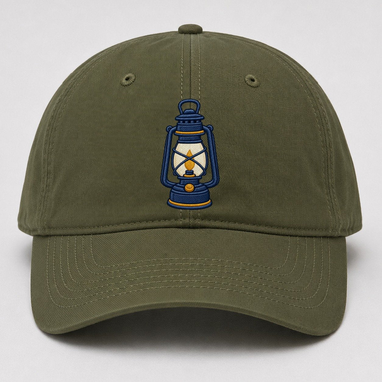 Camp Lantern Tiny Solo Marks Baseball Cap – Army Green