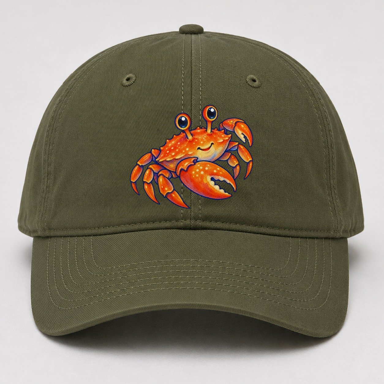 Crab Side Scuttle Sea Sprite Baseball Cap – Army Green