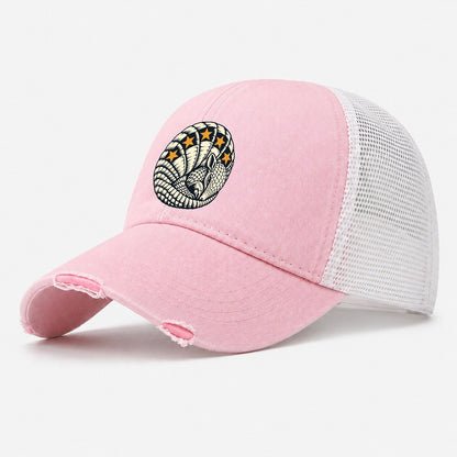 Armadillo Star Shell Sundown Familiars Washed Trucker Hat – Light Pink
