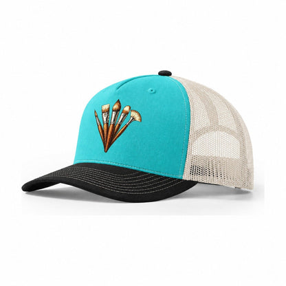 Brush Ferrules Narrow Fan Pastimes Companions Trucker Hat – Aqua Black White
