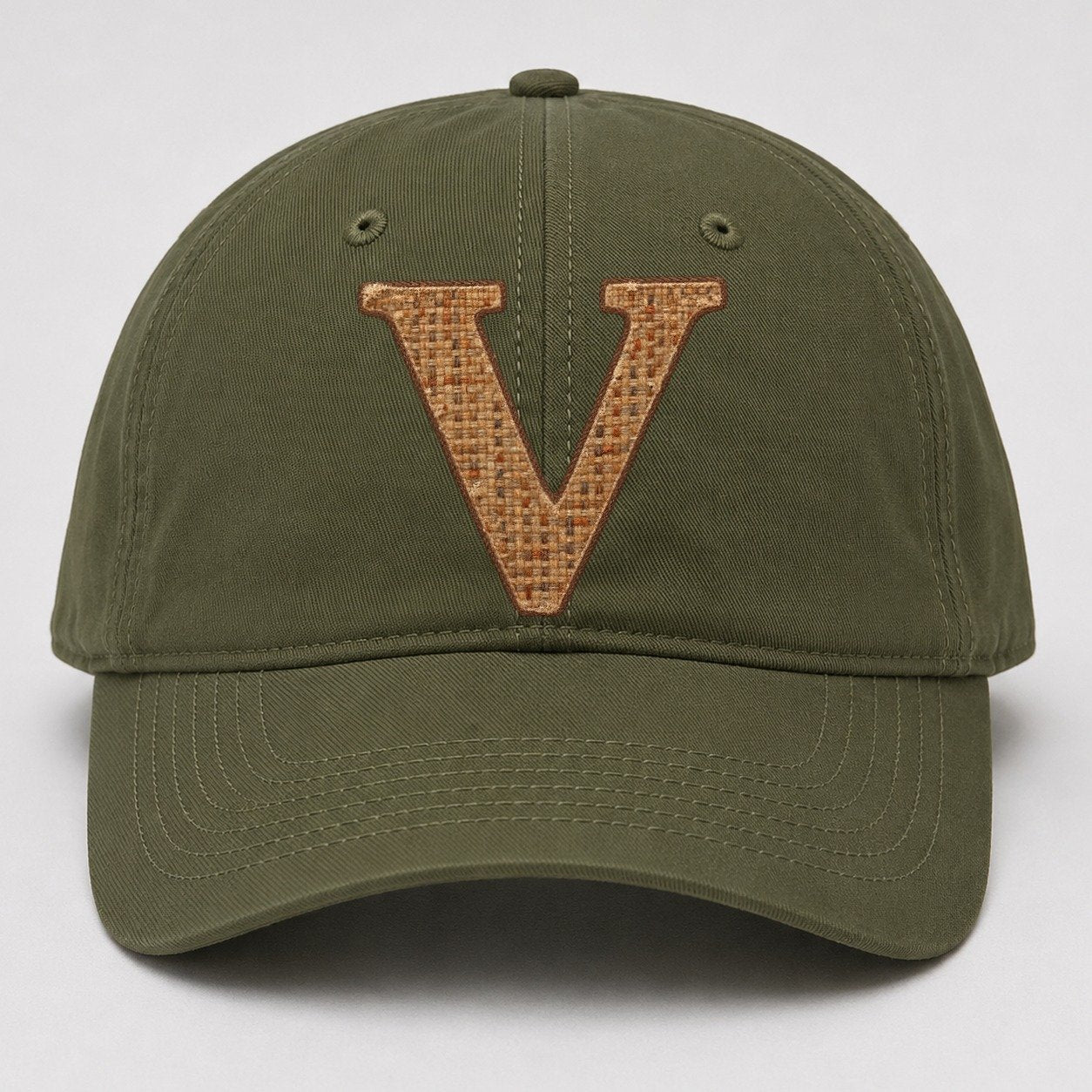 Woven Tweed V Monogram Baseball Cap – Army Green
