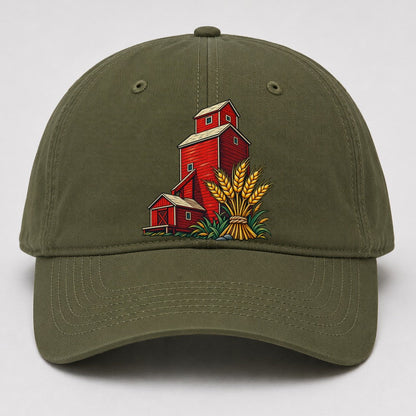 Prairie Grain Elevator And Wheat Sheaf Canada Cultural Icons Baseball Cap – Army Green