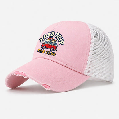 Road Trip Fan Club Washed Trucker Hat – Light Pink
