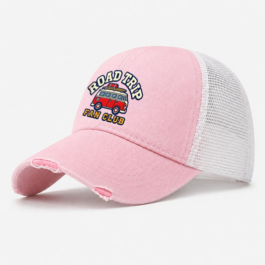 Road Trip Fan Club Washed Trucker Hat – Light Pink