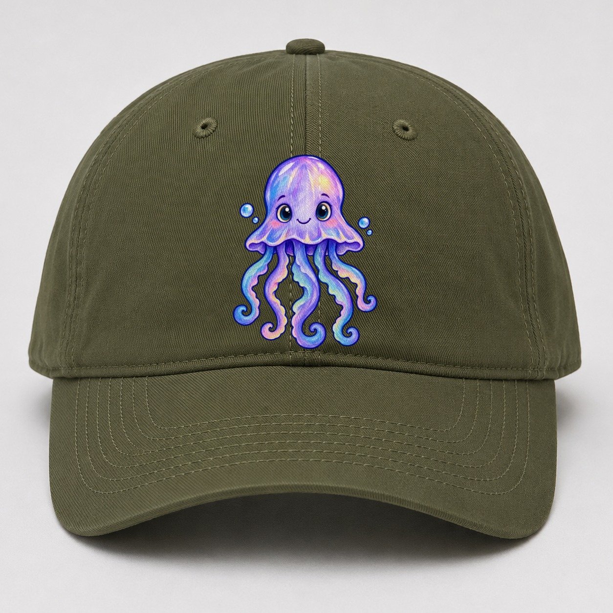 Jellyfish Front Glow Sea Sprite Baseball Cap – Army Green