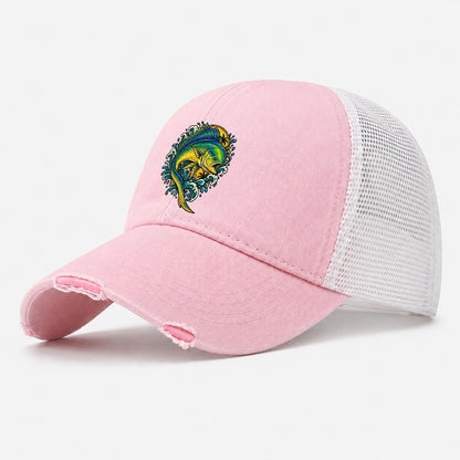 Mahi Mahi Blaze Fishing Club Washed Trucker Hat – Light Pink