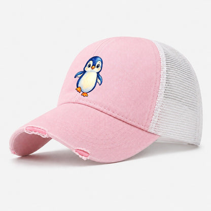 Penguin Front Waddle Sea Sprite Washed Trucker Hat – Light Pink