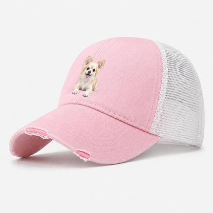 Chihuahua Lying Down Top Breeds Washed Trucker Hat – Light Pink