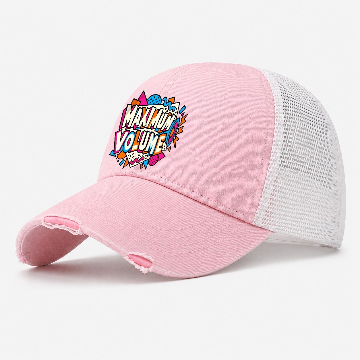 Maximum Volume Crazy Styles Washed Trucker Hat – Light Pink