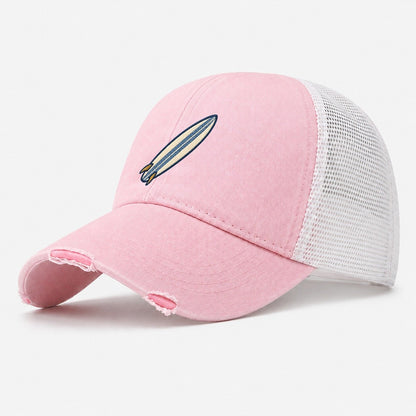 Surfboard Tiny Solo Marks Washed Trucker Hat – Light Pink