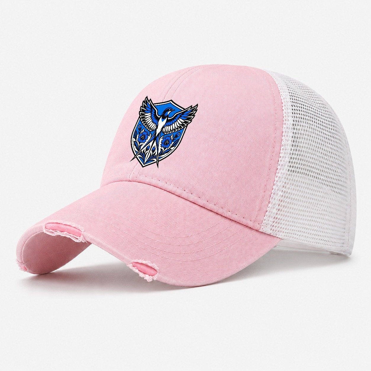 Estonia Minimal Emblem Country Logos Washed Trucker Hat – Light Pink