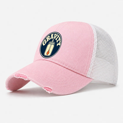 Gravity Reading Washed Trucker Hat – Light Pink